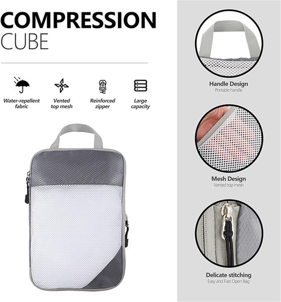 Dream Travel® packing cubes organiser set van 7 - zwart