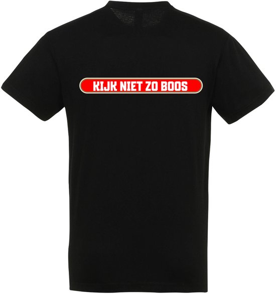 T-shirt « Il y a aussi quelque chose dans le dos » - Homme Femme Unisexe - cadeau - T-shirts drôles - N'ayez pas l'air si en colère - Cadeau original - Zwart - Funny - Drôle - Taille S