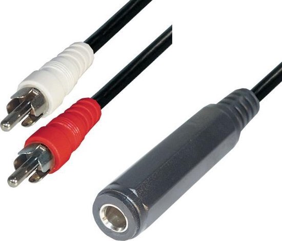 Tulp stereo (m) - 6,35mm Jack (v) audio adapter kabel - 0,20 meter - Transmedia