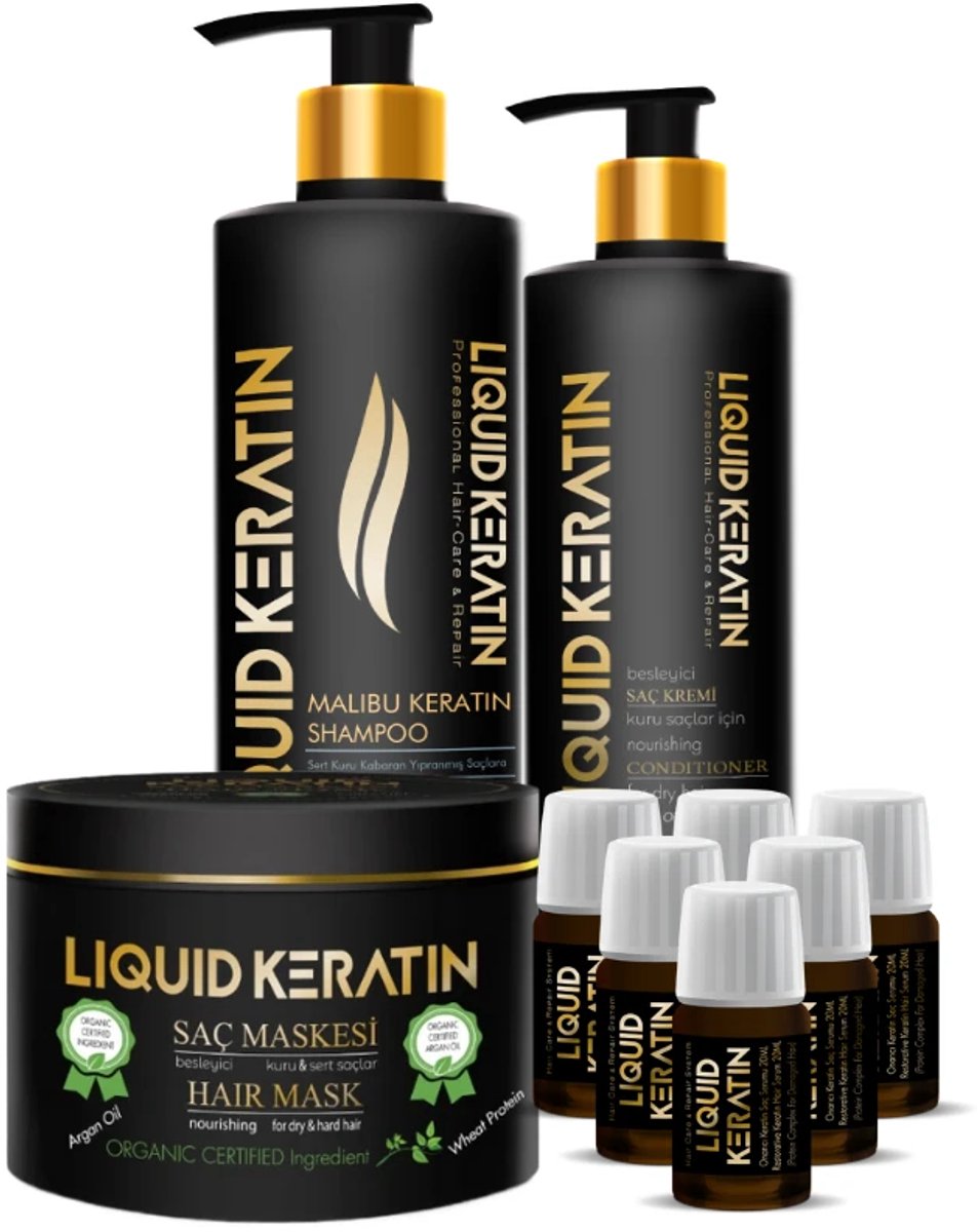 Bio Keratine Haarbehandeling Thuis – 9-delige Keratin & Haarbotox Set – Organic – Liquid Keratin – Herbal