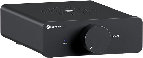 Fosi Audio V3 300W Klasse D Stereo Versterker, Compact Ontwerp met Geavanceerde Warmteafvoer met 48V5A Voeding