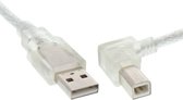USB naar USB-B haaks kabel - USB2.0 - tot 2A / transparant - 1 meter