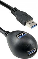 USB naar 2x USB docking kabel - USB3.0 - tot 0,9A / zwart - 2 meter