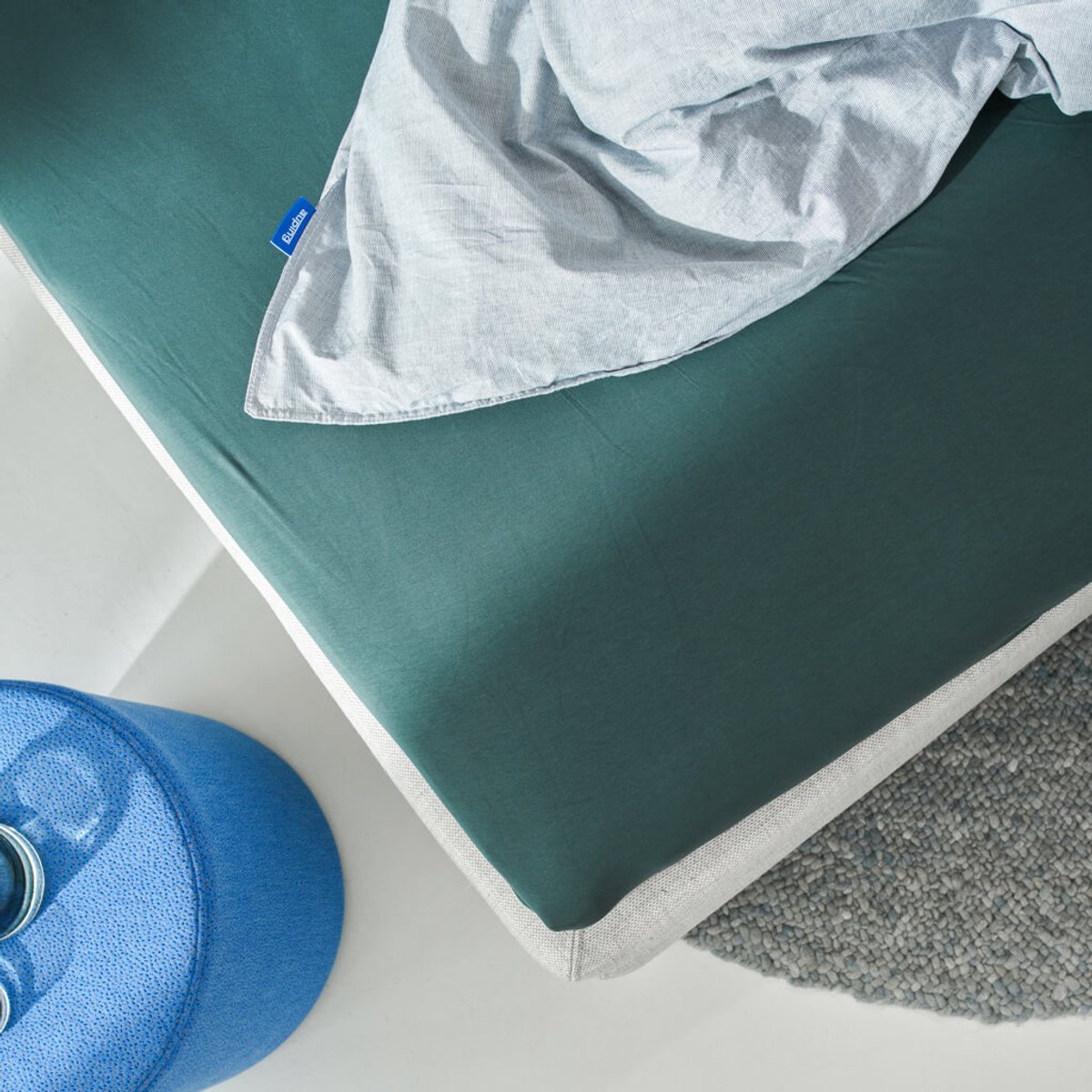 Auping Jersey 190 hoeslaken voor topper - 120 x 200/210/220 cm - Groen - Biologisch katoen