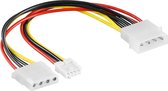 Molex (m) - Floppy (v) + Molex (v) voedingskabel - 0,20 meter