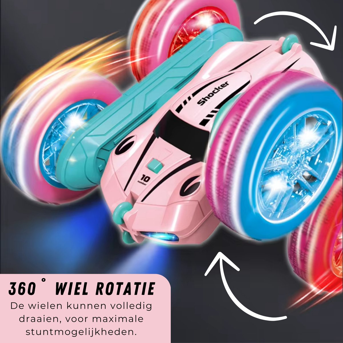Boncy® Bestuurbare RC Auto Offroad - 360 Stunt Roze - Jongens Meisje Volwassenen - Speelgoed Binnen & Buiten - Afstandbestuurbaar Race Drift Car - Afstandsbestuurbaar Raceauto Accu - Stuntauto - Bestuurbaar Snel Elektrisch Autos Afstandsbediening — afbeelding 4