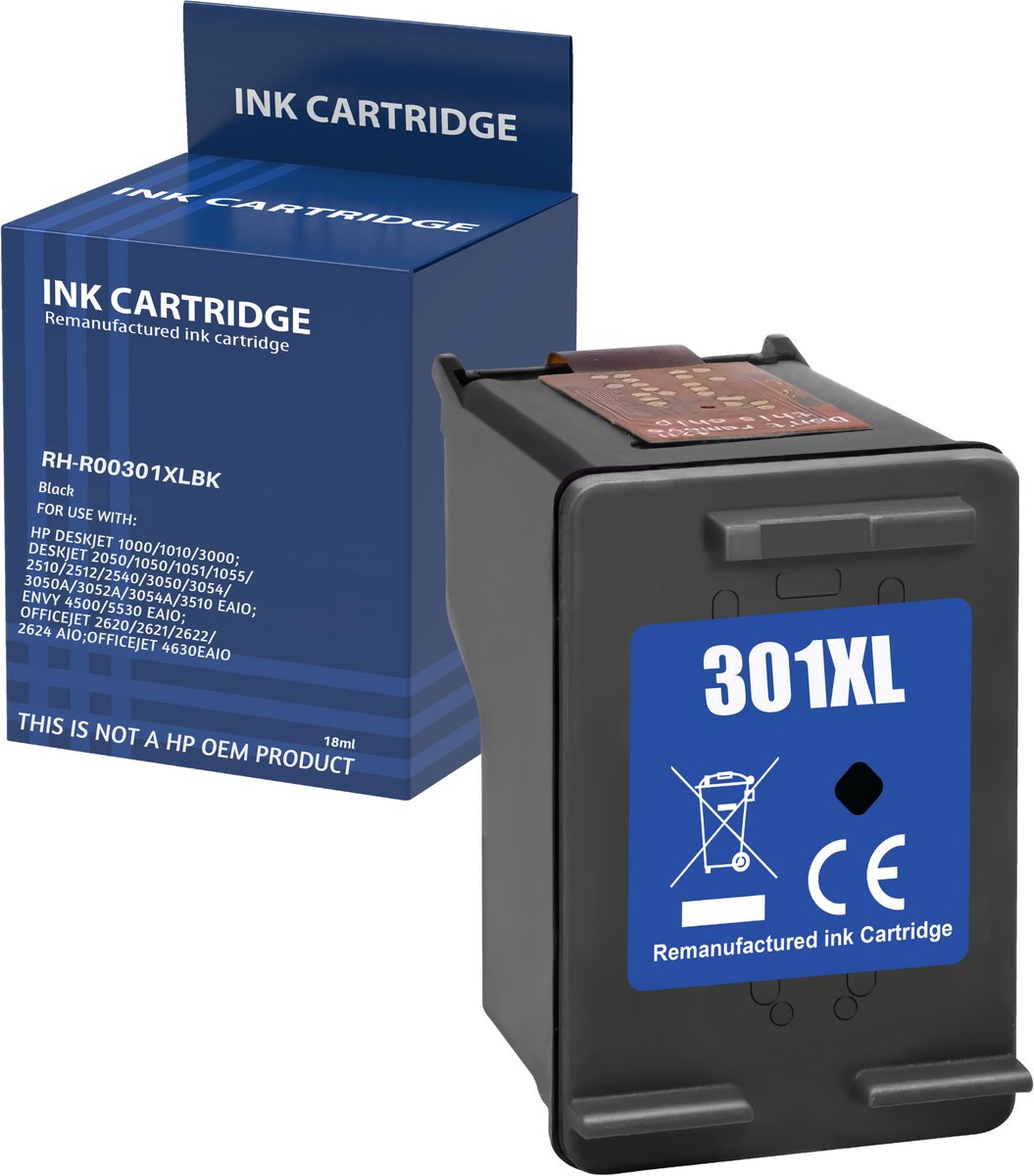 Inktcartridge geschikt voor HP 301XL zwart compatibel HP Envy 4500 5530 DeskJet 1000 1050 1510 2050 2540 3050 OfficeJet 2600 4630