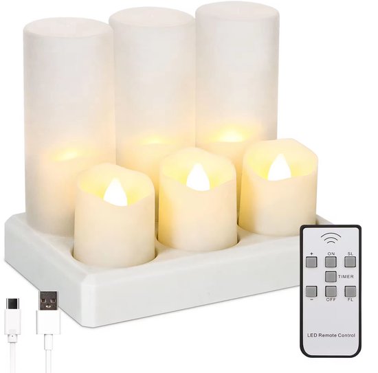 Novaware Oplaadbare LED Kaarsen – Bewegende Vlam – Afstandsbediening