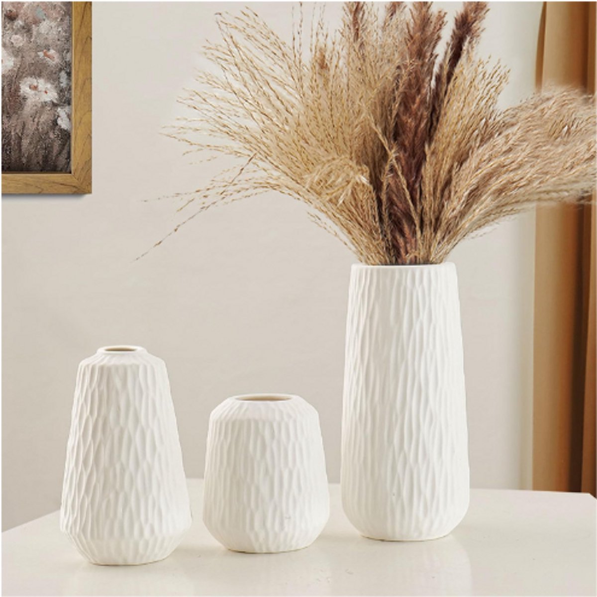 Keramische Vaas Set van 3 - Moderne Boho Decoratie voor een Stijlvol