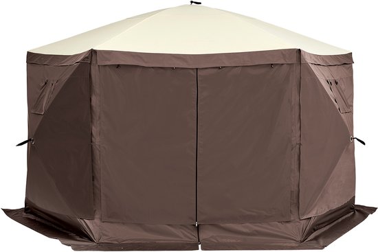Camping Paviljoen Tent, 12.5 x 12.5 Voet, 300D Oxford Stof en Glasvezel, Pop-up Ontwerp, Met Privacywanden en Windschermen, Voor Maximaal 8 Personen van Outsunny — afbeelding 4