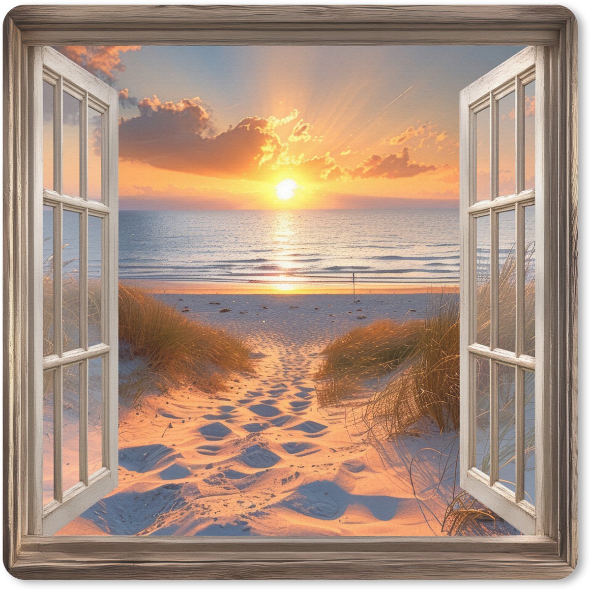 Muismat 30x30 cm - Mousepad Doorkijk - Strand - Duinen - Zonsondergang - Muismatten
