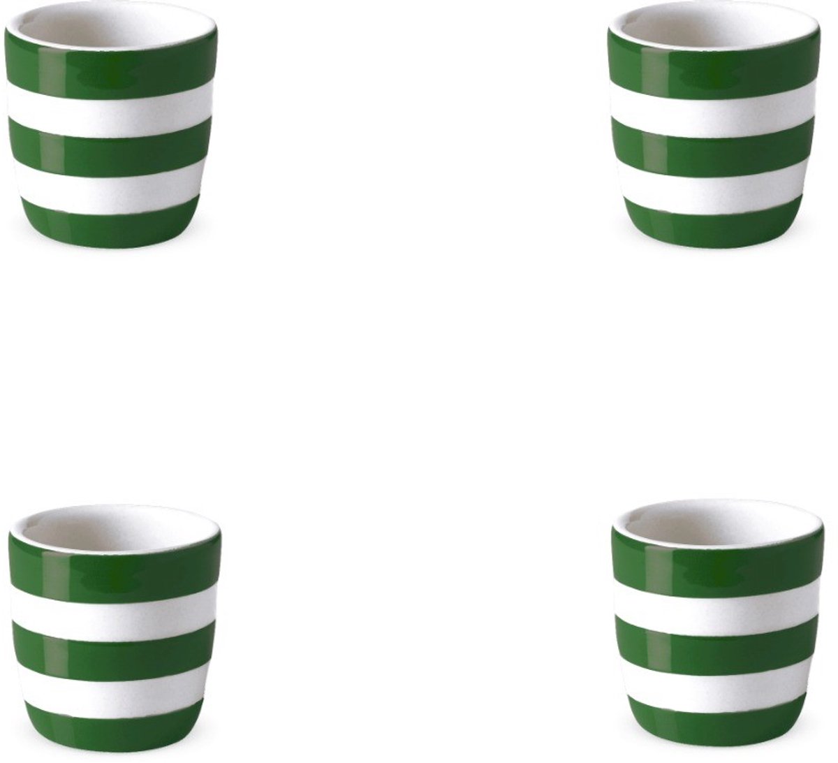 Cornishware Addergreen Eierdoppen Set van Vier - Groen Wit Gestreept