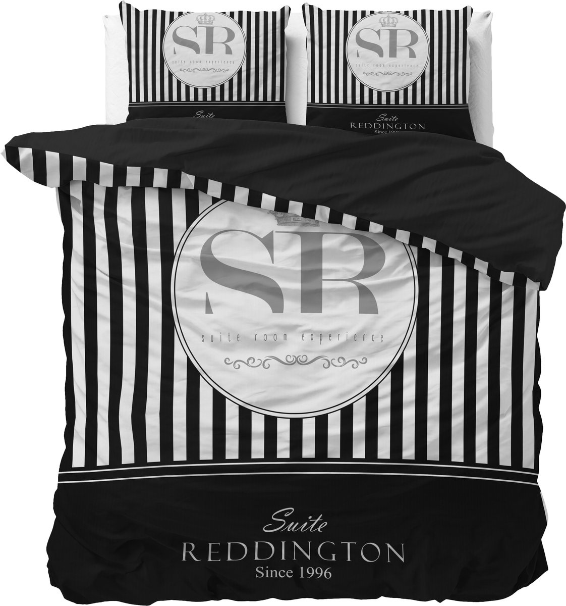 Sleeptime Reddington Dekbedovertrek - Lits-Jumeaux - 240X200/260 + 2 x kussenslopen 60x70 - Zwart