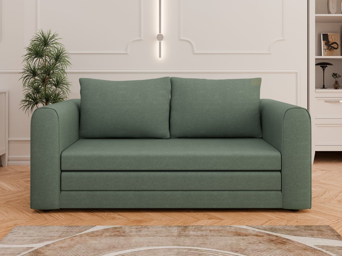 Slaapbank ARELIS, sofa met slaapfunctie, moderne bank, 2-zits, groen