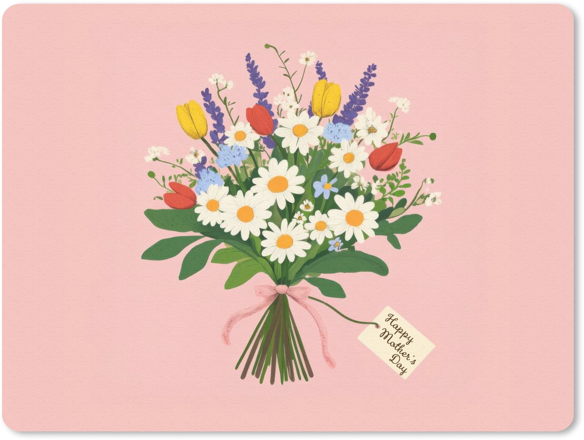 Muismat 23x19 cm - Mousepad Bloemen - Lint - Kaartje - Muismatten