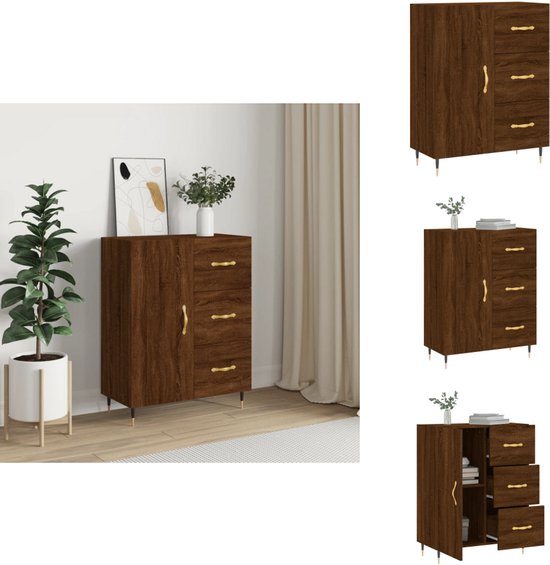 vidaXL Dressoir 34,5x32,5x90 cm bewerkt hout bruin eikenkleur, kast, opbergkast, bijzetkast, wandkast, houten kast, opslagkast, kasten, wandkasten