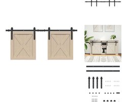 vidaXL Schuifkastdeur Kit - Schuifkastdeur Kits - Schuifkastdeur Hardware - Schuifdeur Track Kit - Ophangset voor schuifdeur 122 cm koolstofstaal
