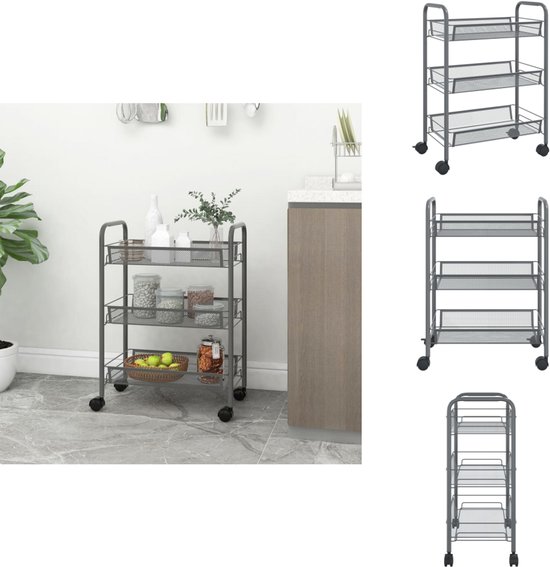 Trolley 3-laags 43x34x79 cm staal zwart kopen