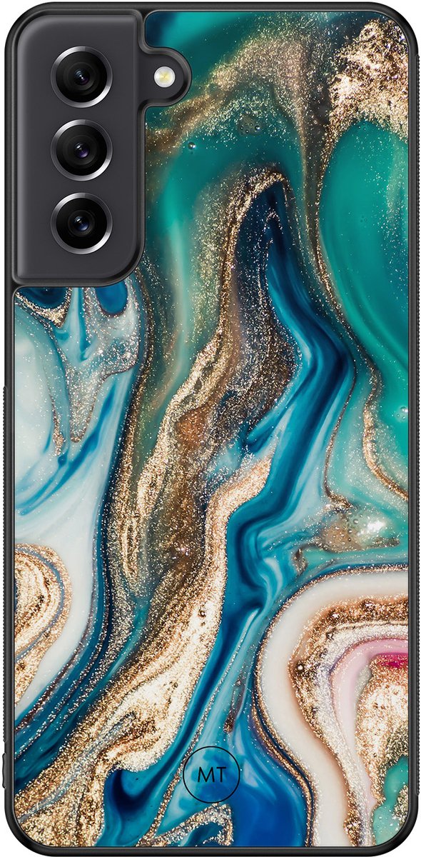 Hoesje geschikt voor Samsung Galaxy S21 FE - Magic marble - TPU Hard Case Backcover - Multi, Groen - Mooie Telefoonhoesjes