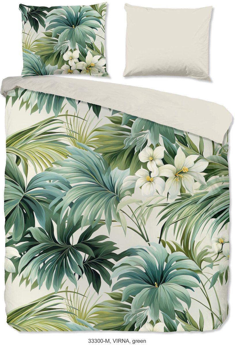 Pure dekbedovertrek groene bladeren - 2 persoons 200x200/220 cm - Groen - Microvezel