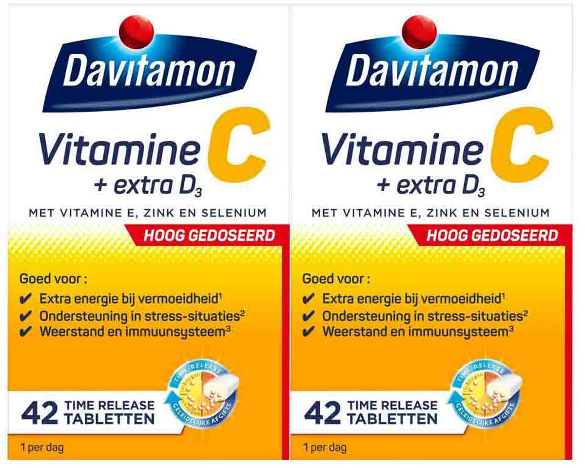 Goedkoopste 2x Davitamon Vitamine C Hoog Gedoseerd Extra D3 42 tabletten