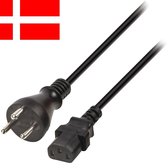 InLine Apparaatsnoer met rechte C13 plug en rechte type K stekker (Denemarken) - 3x 1,00mm / zwart - 5 meter