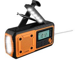NovaWare® Draagbare NoodRadio Solar Opwindbaar - FM/AM/SW - Powerbank Zonneenergie met 4400mAh - Noodpakket - Op Batterijen - Oranje