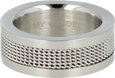 My Bendel - 8 mm brede ring - zilver - Brede ring met geweven structuur van edelstaal - Met luxe cadeauverpakking