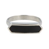 My Bendel - Dames ring zilver met zwart - Mooie dames ring zilver met zwarte inleg - Uniek design - Met luxe cadeauverpakking