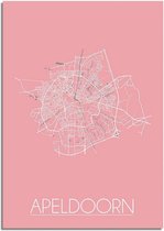 DesignClaud Apeldoorn Plattegrond poster Roze - A2 + fotolijst zwart (42x59,4cm)