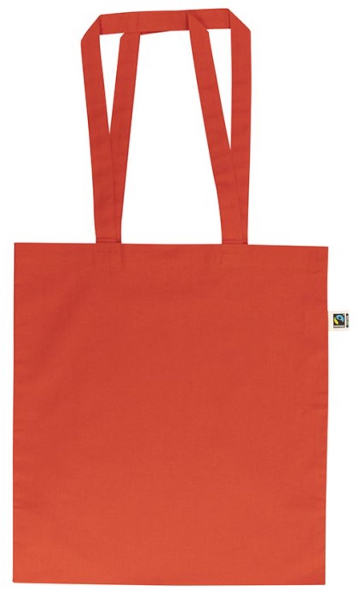 20 stuks Katoenen draagtas-Tote bag FAIRTRADE met lange hengsels, kleur Rood