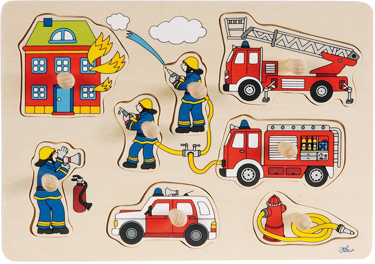 Goki vormenpuzzel Brandweer junior hout 8 stukjes