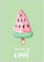 DesignClaud You are so cool poster - IJsje - Tekst poster - Wanddecoratie - Groen A2 + Fotolijst zwart