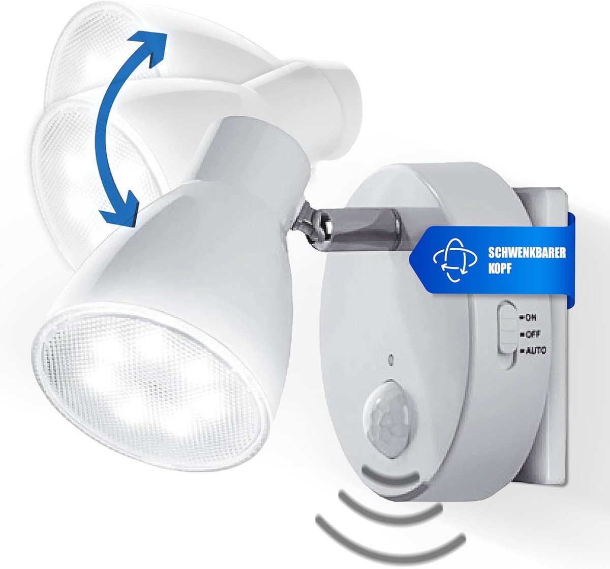 Trango 2635-016 LED-sensor nachtlampje * MILO * met bewegingssensor en automatische functie in wit veiligheidslicht Direct 230V, socketlamp, wandlamp, oriëntatielicht, nachtlamp, socket light
