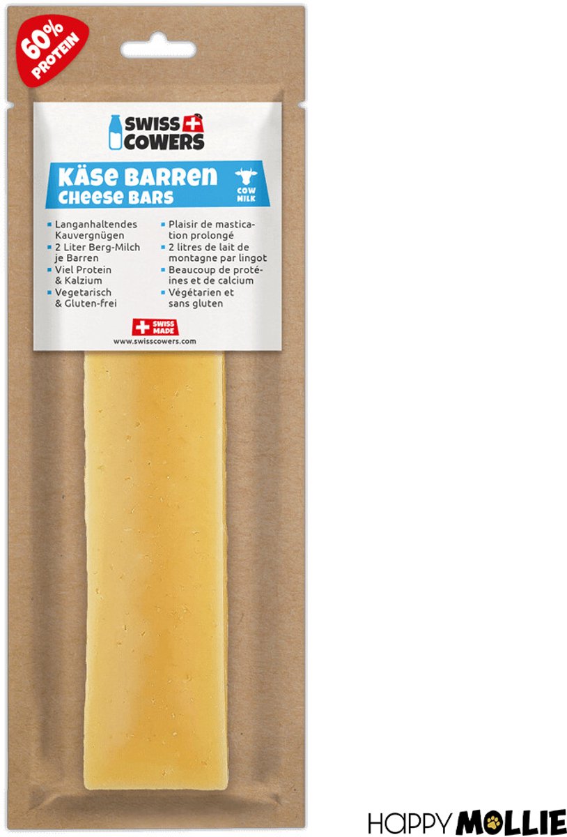 SwissCowers® Kaasstaaf - Kauwstaaf Hond - Kaas Snack - Hypoallergeen - Lactosevrij - Glutenvrij - YAK 2.0 - Met Probiotica - Naturel - Maat L