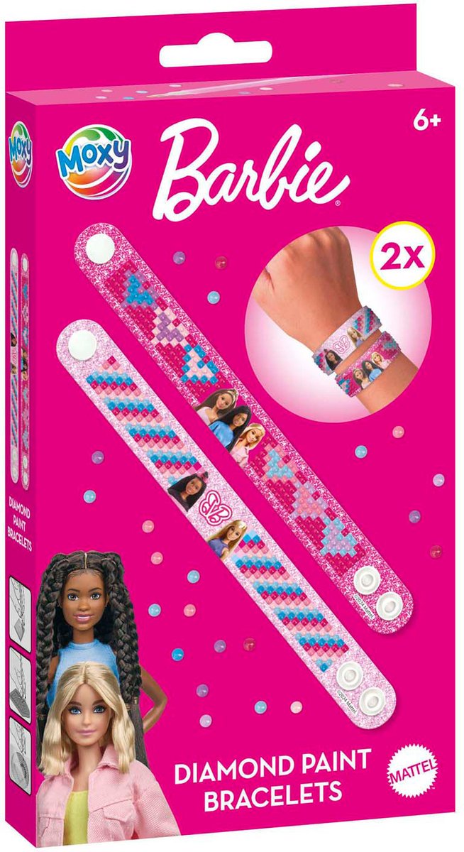 Barbie - 2 Diamond Paint Armbanden maken - knutselset sieraden creatief speelgoed meisjes vanaf 5 jaar - Moxy diamond painting