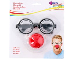 No Brand Clownsbril met Rode Neus - Grappig Verkleedaccessoire voor Feestjes, Carnaval en Themafeesten - Comfortabel en Lichtgewicht Materiaal - Kunststof - Kleur Zwart - Afmeting 13x5x5 cm