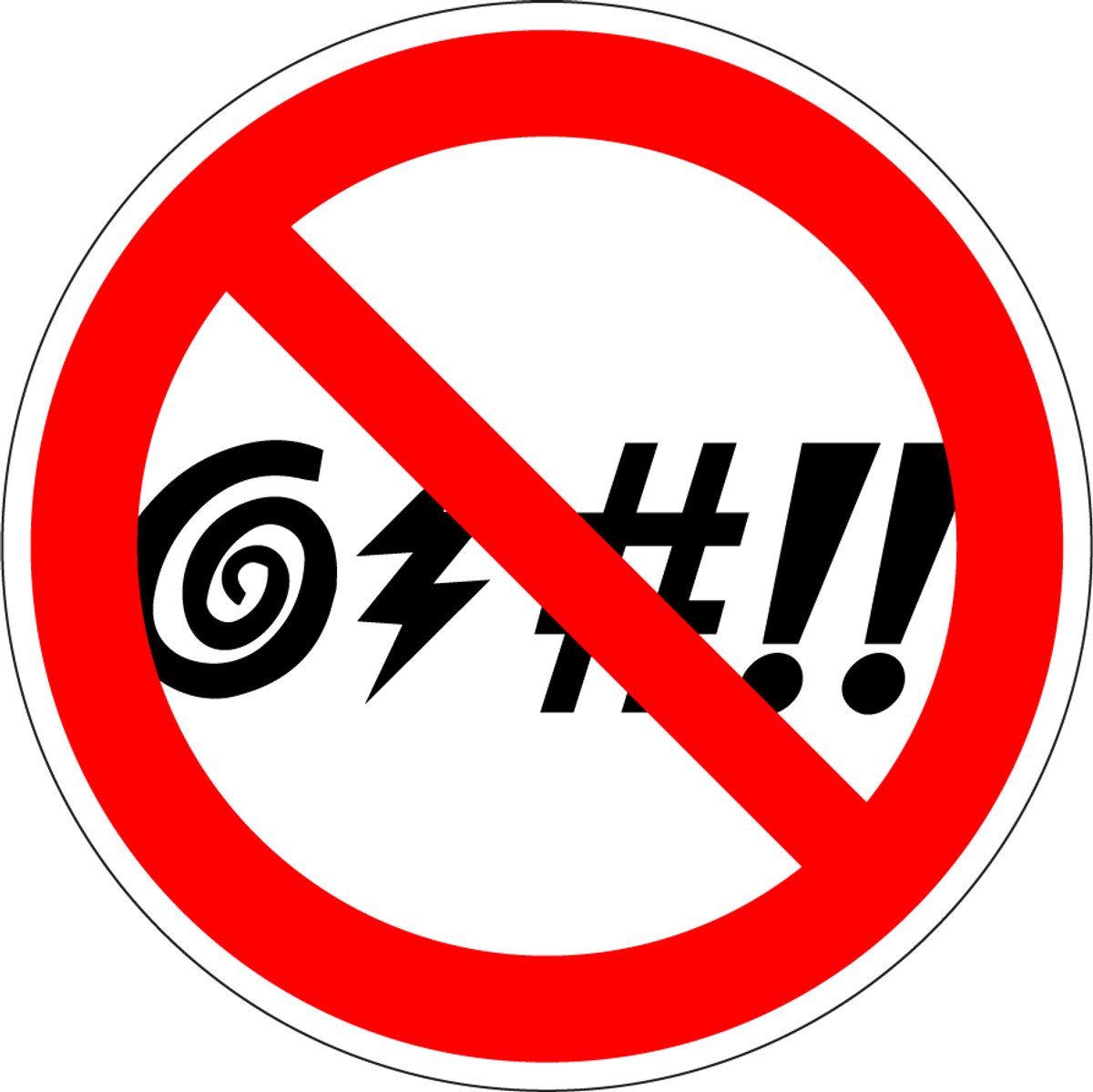 Verboden te schelden sticker 300 mm