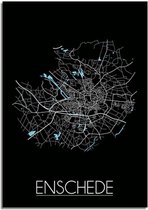 DesignClaud Enschede Plattegrond poster Zwart A4 poster (21x29,7cm)