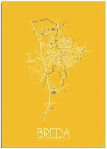 DesignClaud Plattegrond Breda Stadskaart Poster Wanddecoratie - Geel - A4 poster (21x29,7cm)