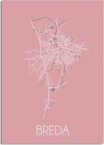 DesignClaud Plattegrond Breda Stadskaart Poster Wanddecoratie - Roze - A2 poster (42x59,4cm)