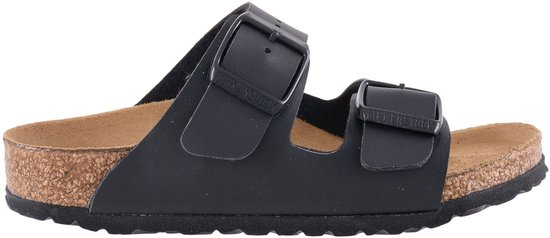 Zwarte Birkenstock Arizona slipper, zijaanzicht.