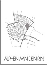 DesignClaud Alphen aan den Rijn Plattegrond poster  - A3 + Fotolijst zwart (29,7x42cm)