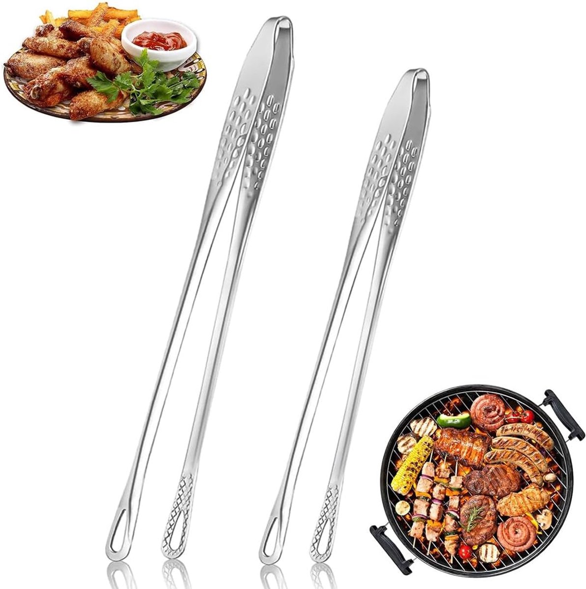Roestvrijstalen keukentang - 2 stuks - 24 cm en 28 cm - professioneel
