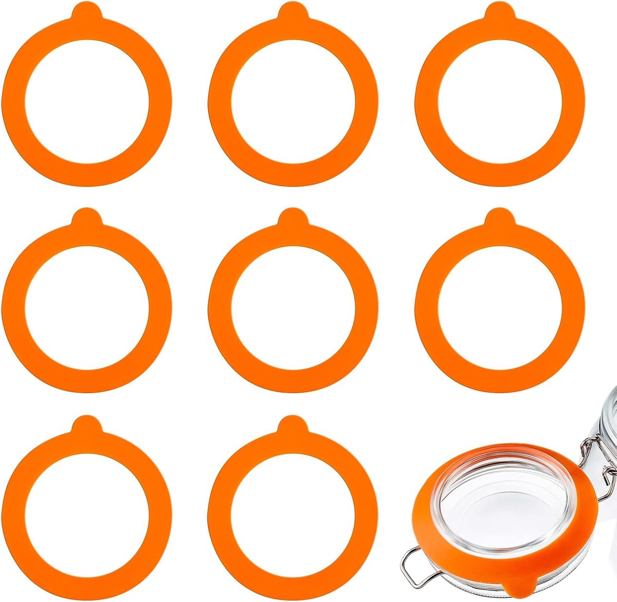 Rubberen ringen voor weckpotten - 8 stuks - oranje - 70 mm - silicone