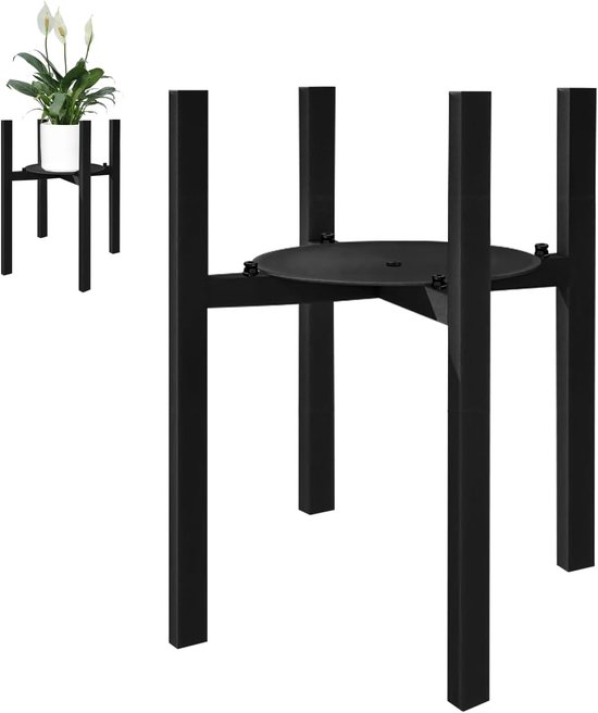 NININI 2 stuks bloemkrukken, plantenstandaard, bloempotstandaard, ijzeren bloemenrek, bloemenpot, basis, retro design, voor binnen en buiten, balkon, woonkamer decoratie