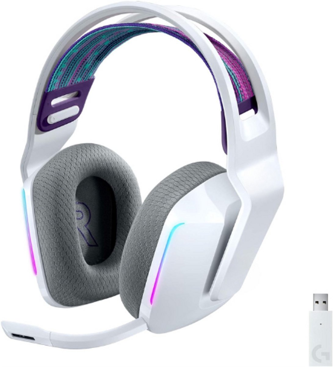 G733 LIGHTSPEED Wireless Gaming Headset - Verende Hoofdband - LIGHTSYNC RGB - Blue VO!CE Microfoon - PRO-G Audiodrivers - Voor PS5 - PS4 - PC - Wit
