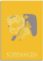 DesignClaud Kopenhagen Plattegrond poster Geel B2 poster (50x70cm)
