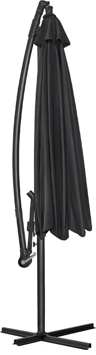 Ø3m donkergrijze parasol aluminiumlegering cantilever parasol handbediende parasol tuinparasol anti-ultraviolet