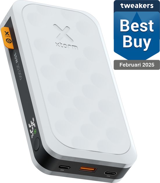 Xtorm Fuel Series 5 Powerbank 20000 mah - 35W snellader - Quick Charge - Geschikt voor Iphone/Samsung/meer - Wit